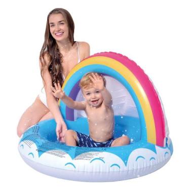 Imagem de Piscina Inflável Infantil Arco Iris com Cobertura 40 Litros Jilong