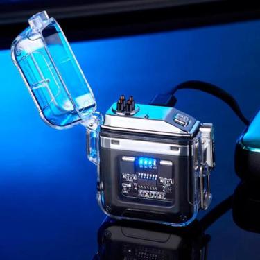 Imagem de Isqueiro Plasma Elétrico Transparente Potente LED Recarregável Bivolt 