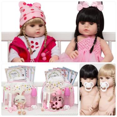 Imagem de Kit Bebe Reborn 100% Silicone Girafinha Coelhinha Pode Banho - Cegonha