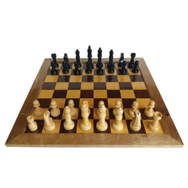 Imagem de Jogo de xadrez oficial tabuleiro marchetado - rei 10 cm - Botticelli