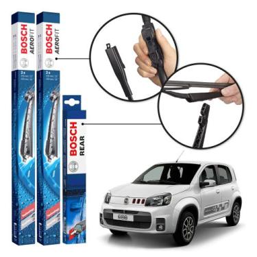 Imagem de Kit 3 Palhetas Dianteiras + Traseira Original Bosch Fiat Uno Sporting 