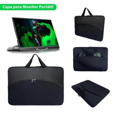 Imagem de Capa Case Pasta Protetora Monitor Portátil com Bolso Transporte Seguro
