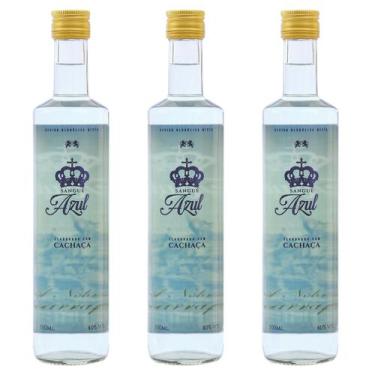 Imagem de Kit 3 Cachaças Sangue Azul Família Carra 500 ml Bebida Tonel Natal Ani