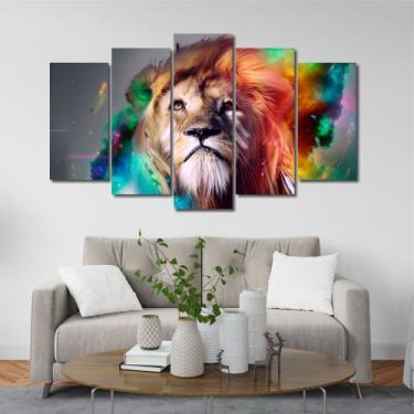 Imagem de Quadro Mosaico Leão / 5 Peças - 3D - FILADELFIA