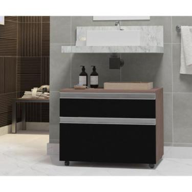 Imagem de Gabinete para Banheiro com Rodízio 80cm 2 Gavetas Safira Inferior - Co