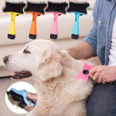 Imagem de Escova Rasqueadeira Autolimpante Tira Pelos Para Pet Cães Cachorros Ga