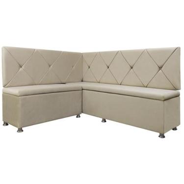Imagem de Kit Canto Alemão para Casa Cozinha 1,25x1,60m Veludo Bege SOFA STORE