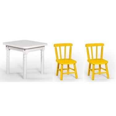 Imagem de Conjunto Infantil 60x60 Com 2 Cadeiras - Amarelo - JM Móveis