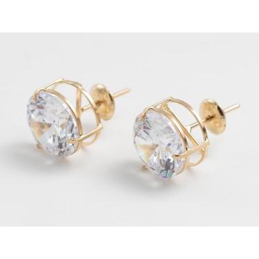 Imagem de Brinco Ponto de Luz 8mm cacharia de Ouro 18k - AdriaJp Joias