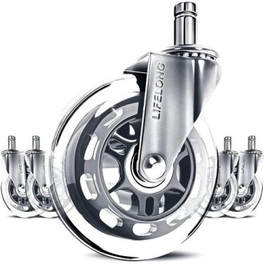 Imagem de Kit 5 Rodas Para Cadeira De Escritório Pino 11mm Anti Risco - LIFELONG