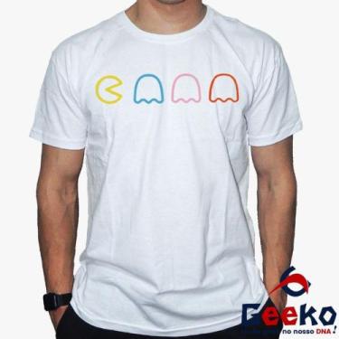 Imagem de Camiseta Pac Man 100% Algodão Geeko, Branco gola careca, P