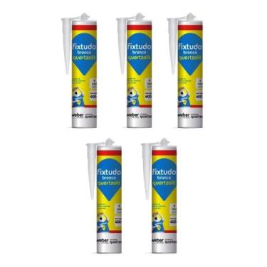 Imagem de Kit 5 Cola Fixtudo Branco Quartzolit 400g Profissional