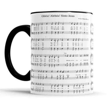 Imagem de Caneca Partitura Hino 248 CCB - Glória! Aleluia! Sinto Jesus - Elicomi