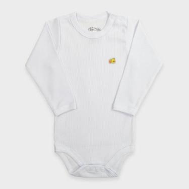 Imagem de Body Infantil Manga Longa em Malha Canelada - Baby Duck, Branco, 3