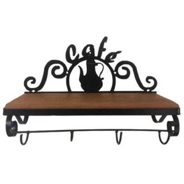 Imagem de Prateleira Ferro E Madeira Rústica Café Chá Estante Vintage - Aline