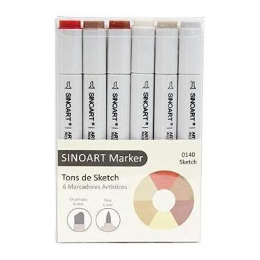 Imagem de Sinoart Marcador Artístico Marker, 6 Tons Sketch