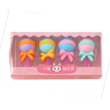 Imagem de Mini Borracha Escolar Kawaii Formato Pirulito VMP 4 Unidades