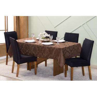 Imagem de Toalha de Mesa 6 Lugares 2,20 x 1,35 Jacquard Luxo Cozinha Copa Sala d