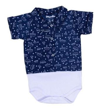 Imagem de Body camisa curto para bebê tricoline barco - Era Uma Vez, 0-3M