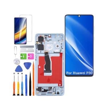 Imagem de Substituição de tela para Huawei P30 TFT, ELE-L29 ELE-L09 ELE-AL00 LCD Touch Panel Display Digitalizador Assembléia peças de reparo com kit (cristal respirável com moldura, sem impressão digital)