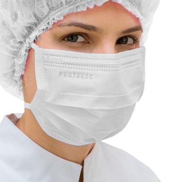 Imagem de Máscara Descartável Tripla com Elástico Branca c/50 Protdesc