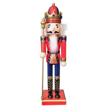 Imagem de Quebra-nozes soldado em madeira com mastro vm/az 30cm - TodaTreco