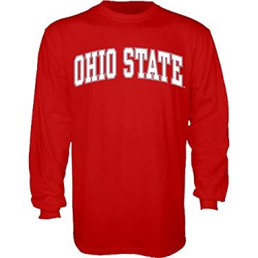 Imagem de Camiseta masculina de manga comprida com nome do time arqueado Blue Brand Blue84 NCAA Ohio State Buckeyes vermelha, pequena, cor do time (TLFR_TC)
