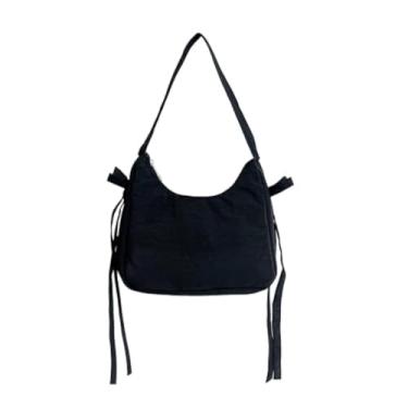 Imagem de HOHOPEACH Bolsa de ombro Y2k, Preta, Pequena, Feminina, Mulheres, Bolsa de ombro Hobo, Estilo Y2K, Com laço