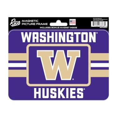 Imagem de Rico Industries Porta-retrato magnético NCAA Washington Huskies listras (12,7 cm x 17,1 cm) e conjunto de ímã - Decoração de casa - churrasqueira, escritório, cozinha