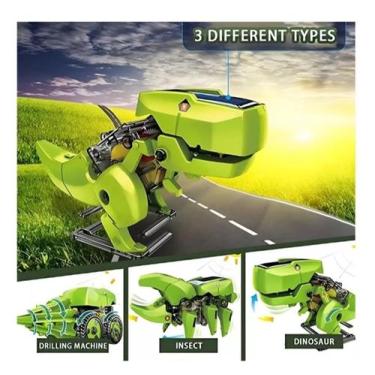 Imagem de Kit energia solar 3 em 1 dinossauro Robótica - Diy