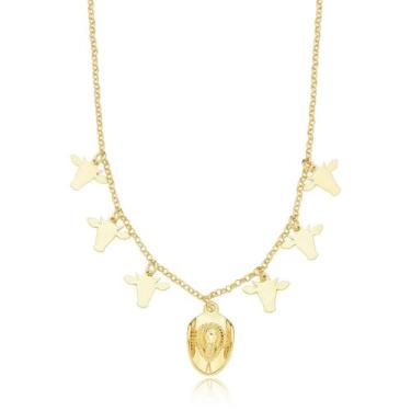 Imagem de Colar Infantil Chapéu e Cabeças de Boi Revestido em Ouro - VL ACCESSOI