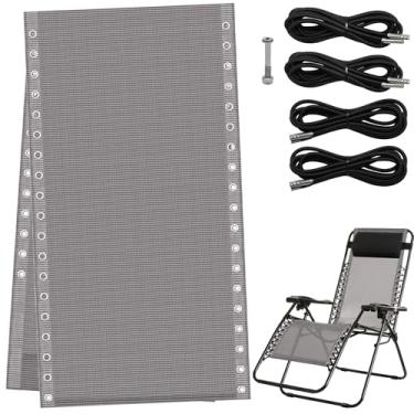 Imagem de COITEK Tecido de substituição para cadeira com gravidade zero, 43 cm de largura, tecido reclinável para reparo de cadeiras gravitacionais com 4 peças de cadarços elásticos de substituição, kit de cabo