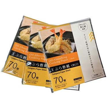 Imagem de 3 x Papel Tempura Japonês, Absorvente de Óleo Cooking Paper Pequeno Grosso 21,7 cm × 19,8 cm 70 Folhas (Total de 210 Folhas)