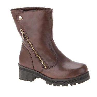 Imagem de Bota Feminina Couro Cano Baixo Tratorada Coturno Forrada La Botte, Mar