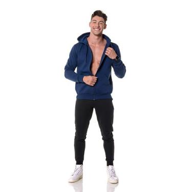 Imagem de Moletom Canguru Masculino Azul Marinho com Zíper - CHIELLA, G, Azul, M