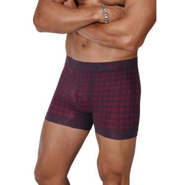 Imagem de Cueca Boxer Xadrez Ultraleve Zeus DeMillus 90906 Carmim, A
