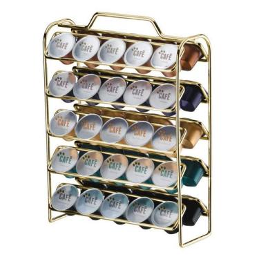 Imagem de Suporte Organizador Porta 50 Cápsulas Nespresso Café Dourado 1147DD - 