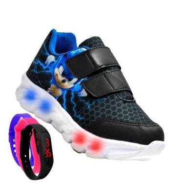Imagem de Tenis De Led Masculino Sonic Calce Facil Meninos Infantil Estilo Origi
