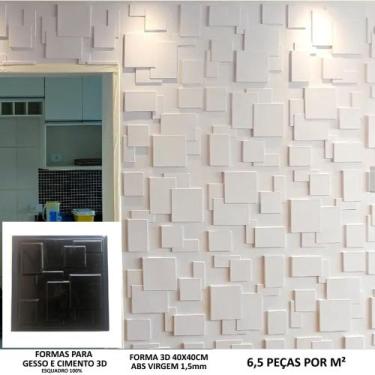 Imagem de Fôrma Gesso 3d Mosaico Liso 40x40cm ABS 1,5MM Molde Para Gesso/Cimento