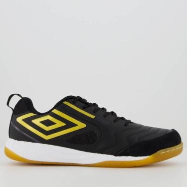 Imagem de Chuteira Umbro Pro 5 Bump Futsal Preta e Dourada, 42