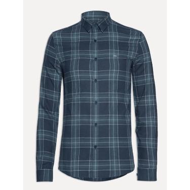 Imagem de Camisa Calvin Klein Jeans Masculina Slim Navy Flannel Xadrez Azul Marinho-Masculino