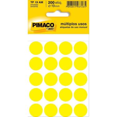 Imagem de Etiqueta Multiuso Ø 19 Mm 10 Folhas Tp19 Amarelo Pimaco