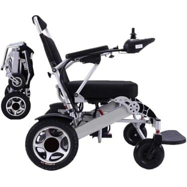 Imagem de Cadeira de rodas elétrica, dobrável, leve, deluxe, auxílio à mobilidade elétrica, motor duplo de 250w, bateria dupla, cadeira de rodas elétrica portátil