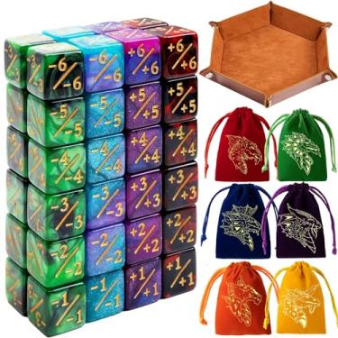 Imagem de Magic The Gathering Counter Dice Set 48 Pcs D6 MTG Dice Life Counters Tokens Dice for Magic Card Game Accessories with 6 Pcs Drawstring Bags and Dice Tray (Color)