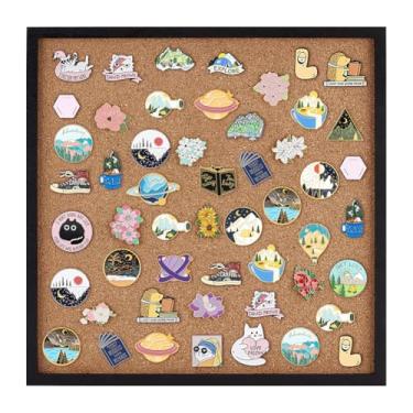 Imagem de BENECREAT Placa quadrada de cortiça com moldura preta, 30 x 30 cm, placa de cortiça montada na parede para armazenamento de broches, decoração de casamento, festival de casa, escritório, casa,