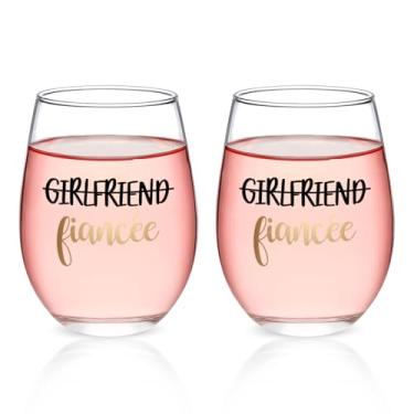 Imagem de Futtumy Taças de vinho para noivas e noivas de 500 ml, presentes de noivado para casais, mulheres, presentes de casamento lésbico para namoradas recém-noivadas aniversário LGBT dia dos namorados,