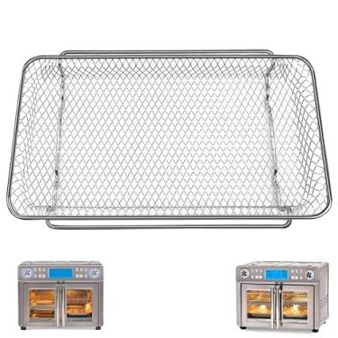 Imagem de GXF Cesta de substituição para fritadeira a ar Emeril Lagasse Dual Zone 360 Air Fryer Forno 25 QT Air Fryer Convection Toaster Forno 29.5 cm x 17.5 cm de malha antiaderente acessórios de aço peças