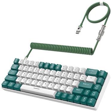 Imagem de YINDIAO Teclado T8 60% para jogos, mini teclado mecânico compacto de 68 teclas com 18 Chroma RGB retroiluminado, interruptor azul, cabo de teclado enrolado USB C, para PC, laptop, Mac, PS4, XBOX -