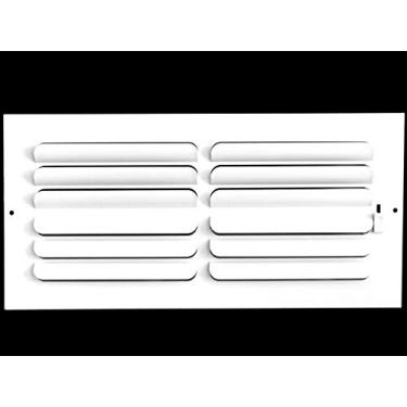 Imagem de HVAC Premium Difusor de suprimento de ar de lâmina curva fixa horizontal de 35,5 cm L x 15 cm A - Tampa do duto de ventilação - Registro da grade - Parede lateral ou teto - Alto fluxo de ar - Branco
