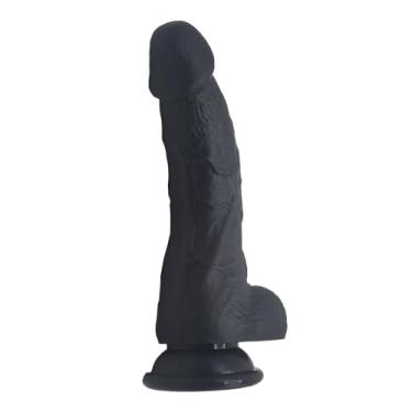 Imagem de Dildo Preto realista parece pele, vibrador de silicone de 21 cm com ventosa forte, vibrador gay, vibrador anal brinquedos sexuais para casais homens e mulheres e gays Preto